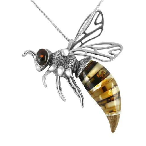 Sterling Silver Amber Small Bee Necklace sold by C.W. Sellors