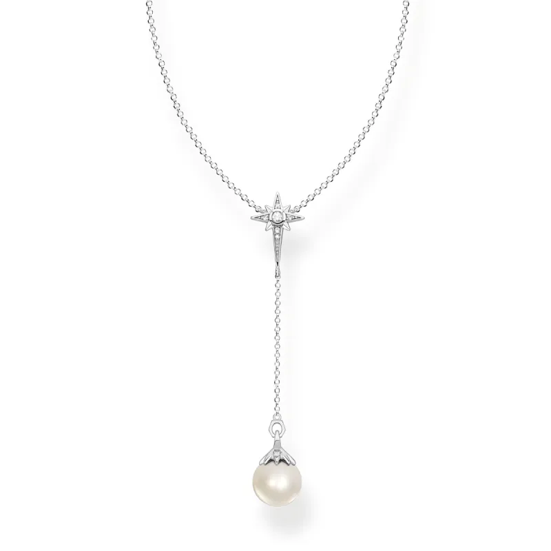 Thomas Sabo Sterling Silver White CZ Pearl Drop Necklace sold by C.W. Sellors
