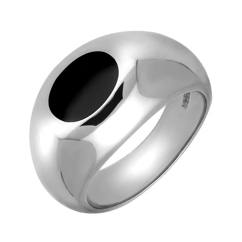 Sterling Silver Whitby Jet Domed Oval Signet Ring sold by C.W. Sellors