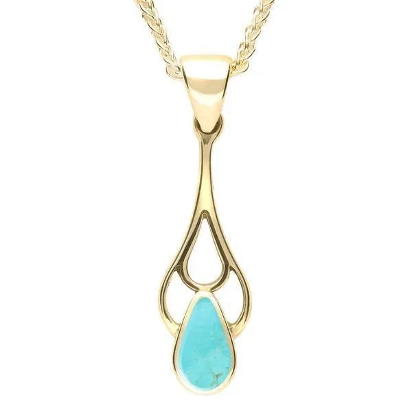 9ct Yellow Gold Turquoise Pear Spoon Necklace sold by C.W. Sellors