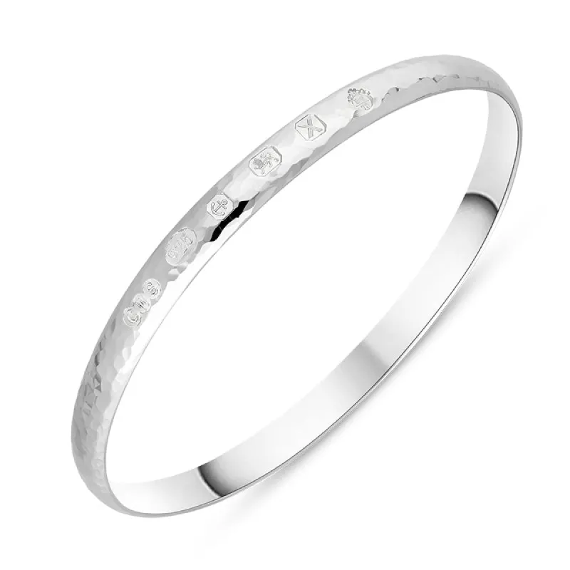 Sterling Silver Queen's Jubilee Hallmark 6mm Hammered Bangle D sold by C.W. Sellors