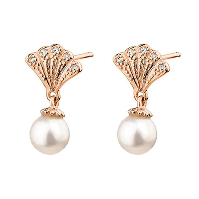 Clogau Windsor 9ct Rose Gold White Topaz Pearl Stud Earrings D sold by C.W. Sellors