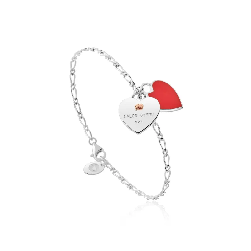 Clogau Welsh Heart Sterling Silver Red Enamel Chain Bracelet sold by C.W. Sellors