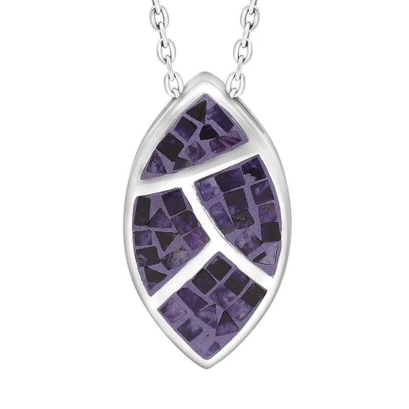 Sterling Silver Blue John Mosaic Set Marquise Necklace D sold by C.W. Sellors