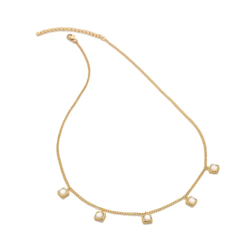 Hot Diamonds Gold Plated Sterling Silver Mother Of Pearl Square Necklace sold by C.W. Sellors