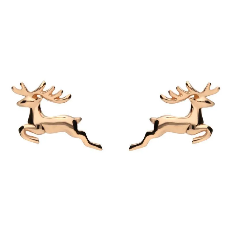 Rose Gold Sterling Silver Plated Reindeer Stud Earrings sold by C.W. Sellors