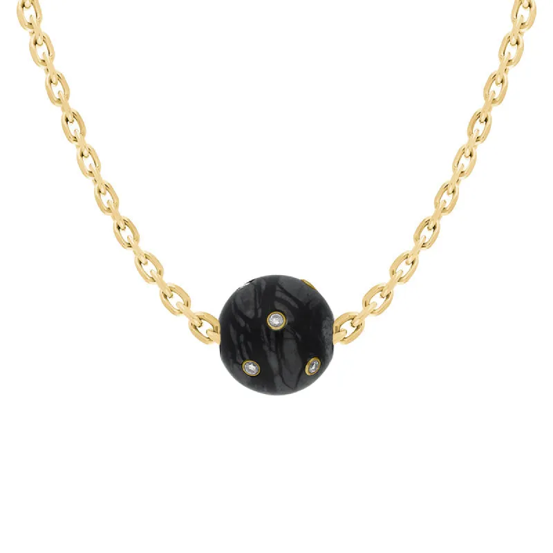 18ct Yellow Gold Diamond Onyx  Bead Charm D sold by C.W. Sellors