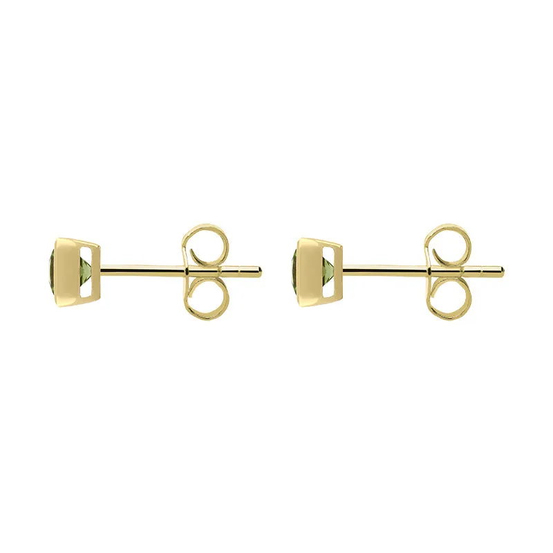 9ct Yellow Gold Peridot 4mm Princess Cut Rub Over Set Stud Earrings sold by C.W. Sellors product image thumbnail 2