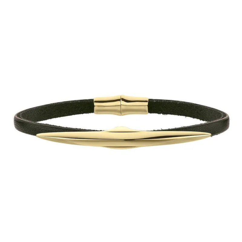 Shaun Leane Single Arc 18ct Gold Plated Sterling Silver Brown Leather Bracelet D sold by C.W. Sellors