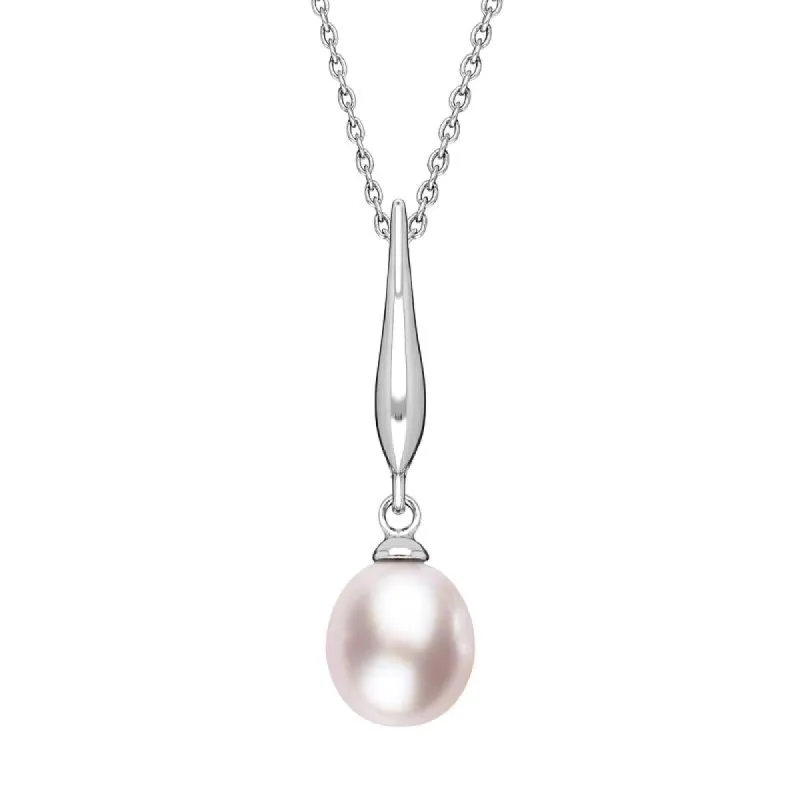 Sterling Silver Pink Freshwater Pearl Drop Necklace sold by C.W. Sellors