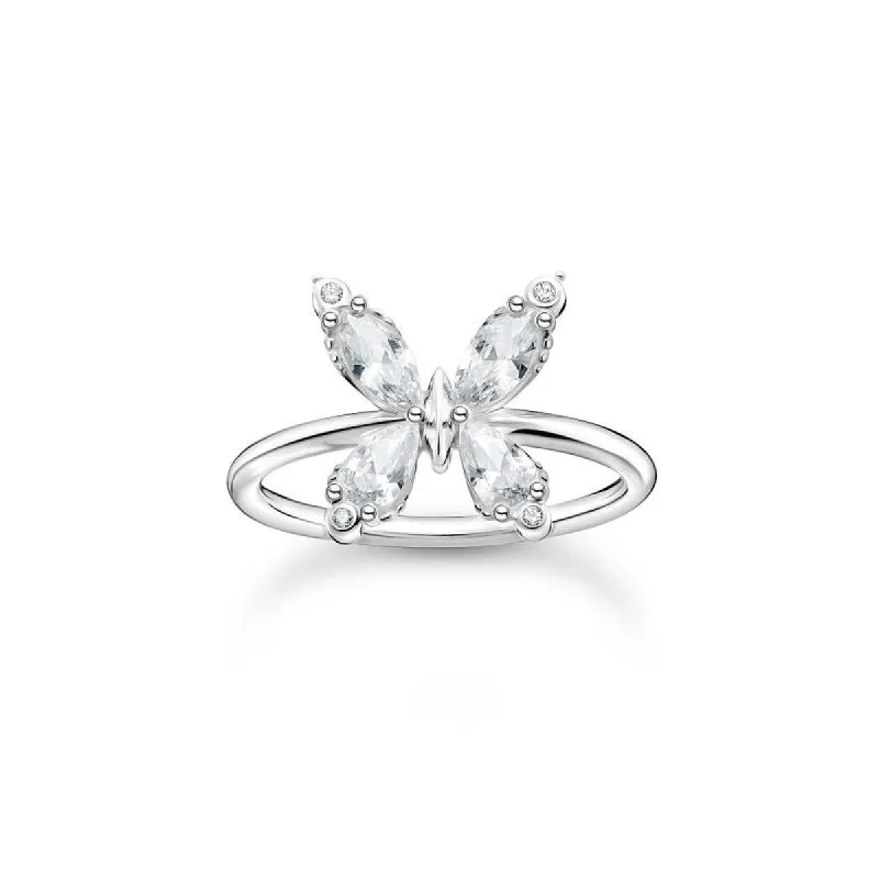Thomas Sabo Charm Club Sterling Silver Butterfly White Stones Ring D sold by C.W. Sellors