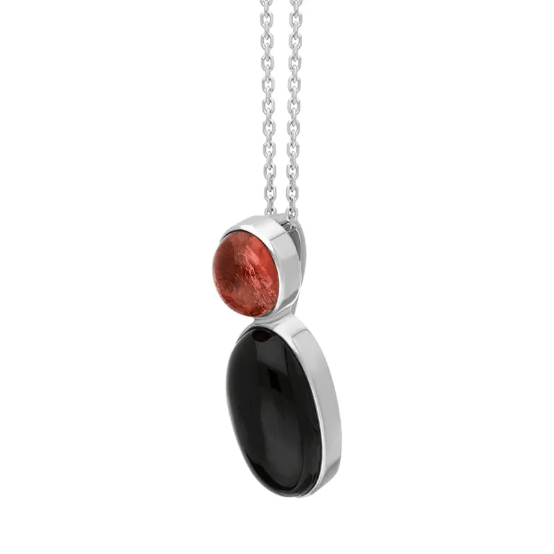 Sterling Silver Whitby Jet Pink Tourmaline Oval Two Stone Necklace sold by C.W. Sellors product image thumbnail 2