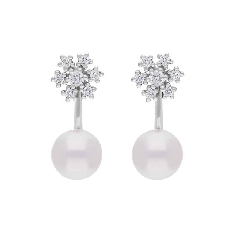 Mikimoto 18ct White Gold Akoya Pearl Diamond Earrings sold by C.W. Sellors