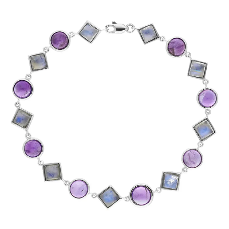9ct White Gold Amethyst Moonstone Bracelet D sold by C.W. Sellors