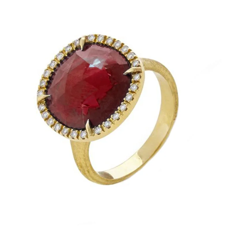 Marco Bicego Jaipur 18ct Yellow Gold Pink Tourmaline Diamond Ring D sold by C.W. Sellors