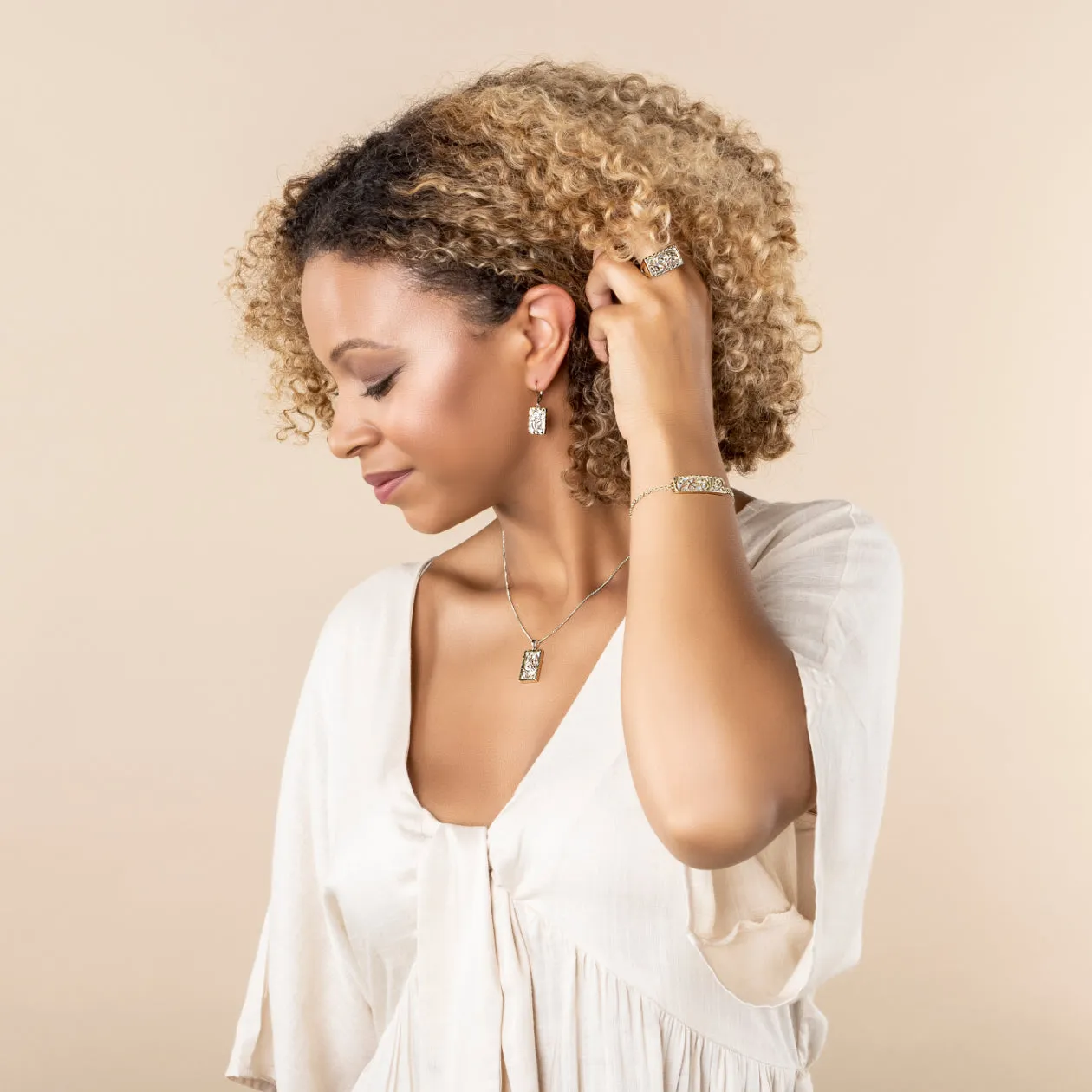 Clogau Tylwyth Teg 9ct Gold White Mother of Pearl Drop Earrings D sold by C.W. Sellors product image thumbnail 3