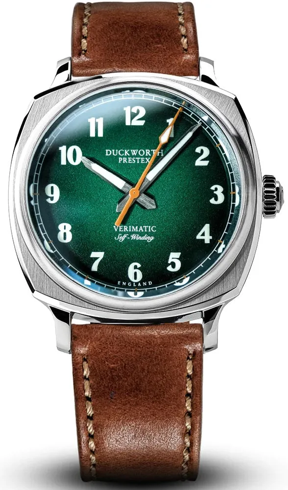 Duckworth Prestex Verimatic Green Fume Vintage Tan Leather Watch sold by C.W. Sellors