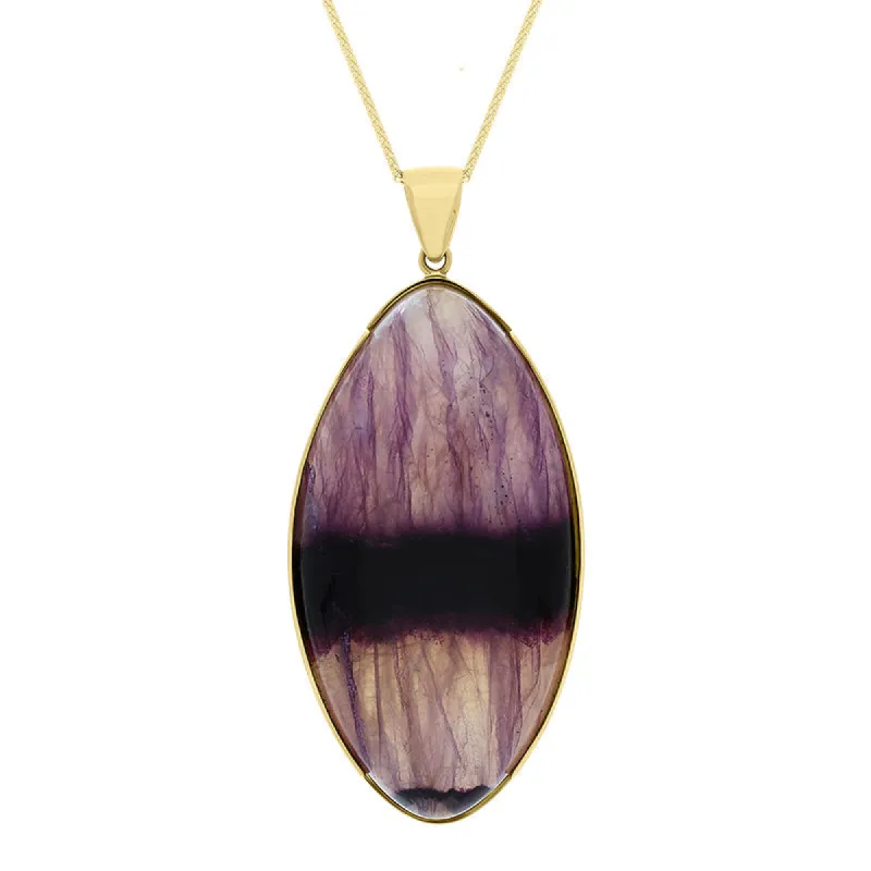 9ct Yellow Gold Blue John Long Marquise Unique Necklace D sold by C.W. Sellors