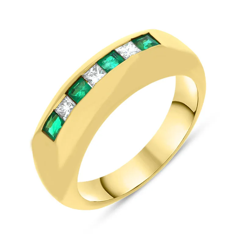 18ct Yellow Gold Emerald Diamond Princess Cut Half Eternity Ring D sold by C.W. Sellors