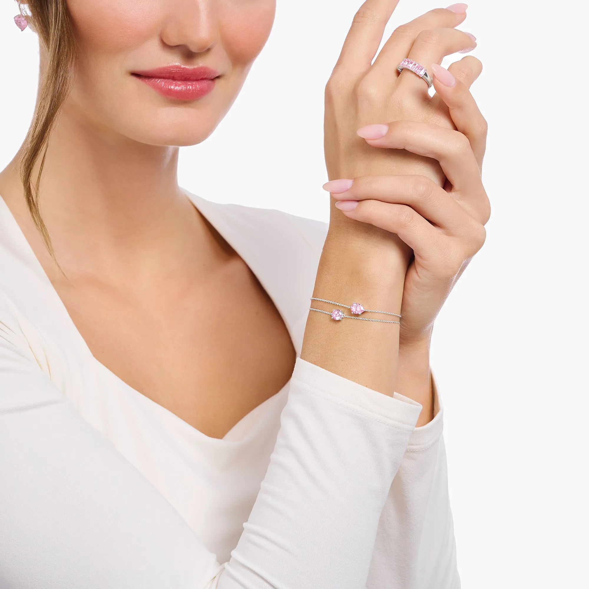 Thomas Sabo Sterling Silver Teardrop Pink Zirconia Bracelet sold by C.W. Sellors product image thumbnail 2