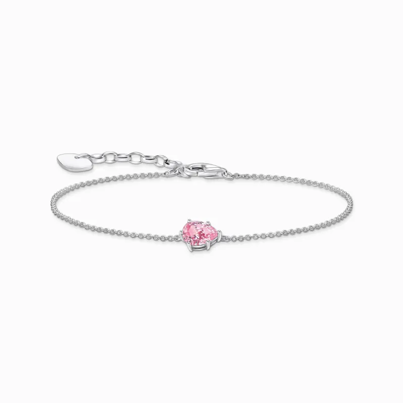 Thomas Sabo Sterling Silver Teardrop Pink Zirconia Bracelet sold by C.W. Sellors