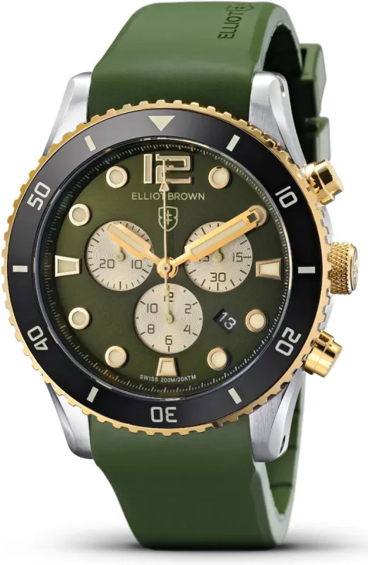 Elliot Brown Bloxworth Chrono Green Rubber sold by C.W. Sellors