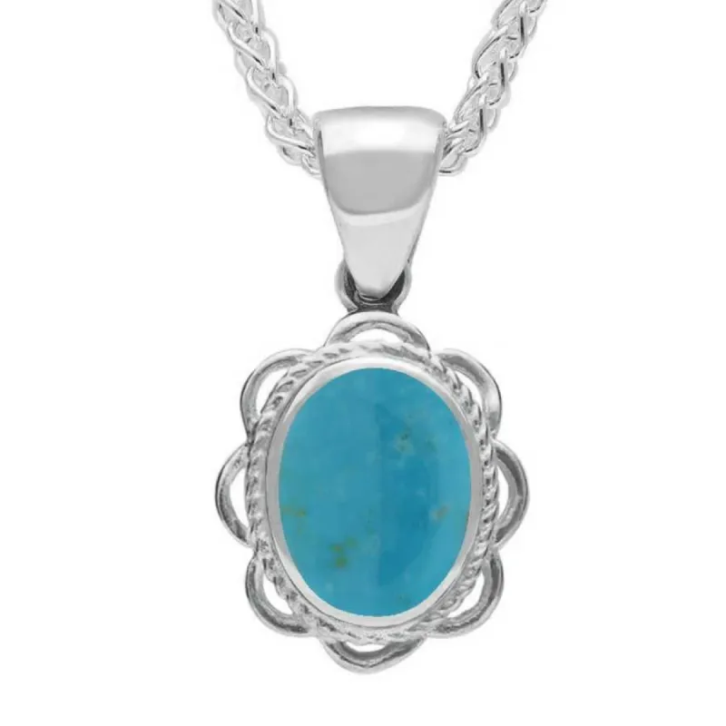 Sterling Silver Turquoise Rope Oval Frill Necklace sold by C.W. Sellors
