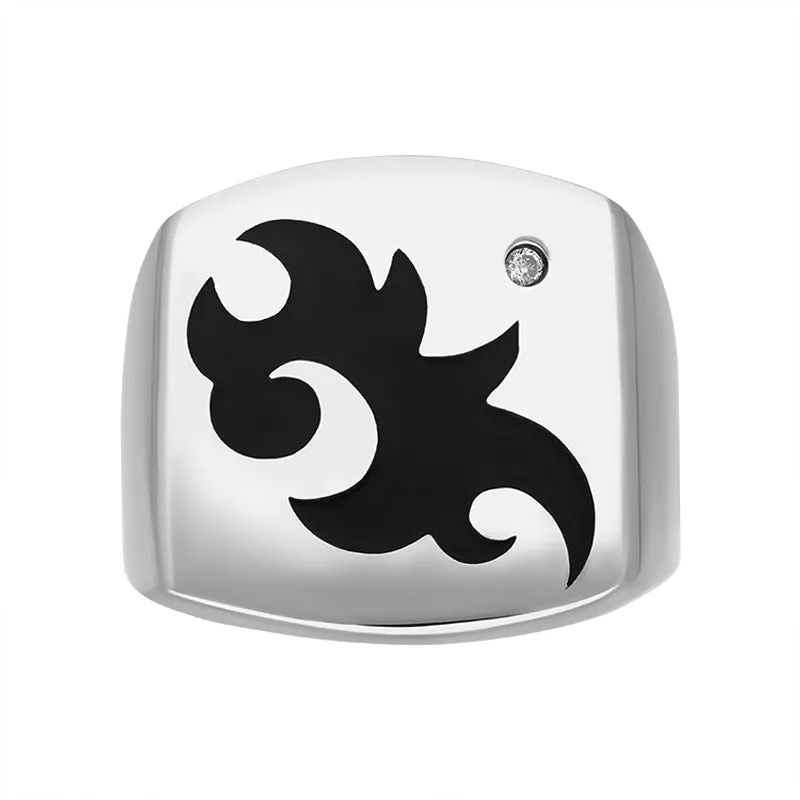 Hot Diamonds Sterling Silver Large Flat Top Black Swirl Ring D sold by C.W. Sellors product image thumbnail 2