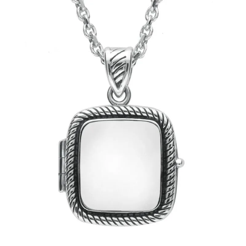 Sterling Silver Bauxite Cushion Rope Edge Locket sold by C.W. Sellors