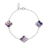 Sterling Silver Blue John Bloom Four Leaf Clover Chain Bracelet sold by C.W. Sellors