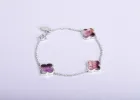 Sterling Silver Blue John Bloom Four Leaf Clover Chain Bracelet sold by C.W. Sellors