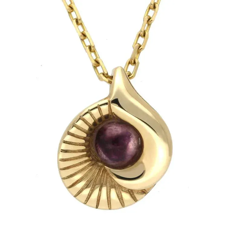 9ct Yellow Gold Blue John Seashell Necklace sold by C.W. Sellors
