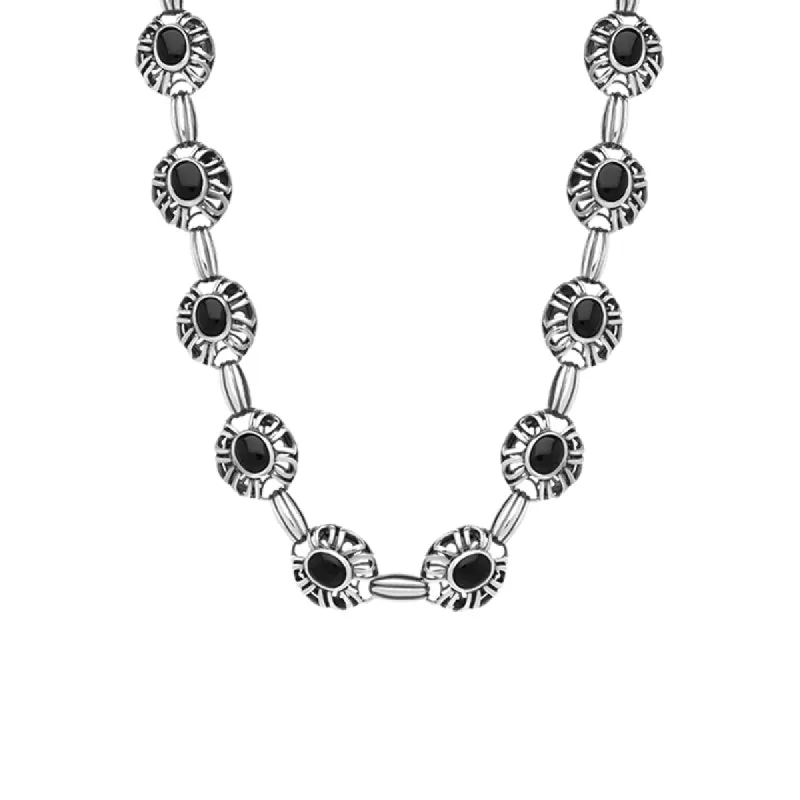 Sterling Silver Whitby Jet Openwork Necklace D sold by C.W. Sellors