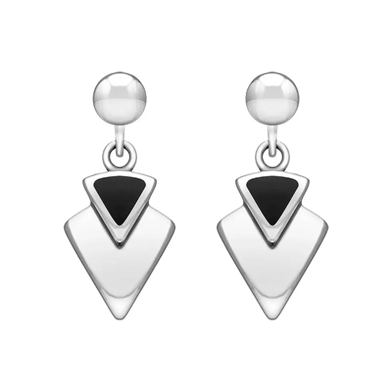Sterling Silver Whitby Jet Arrowhead Drop Earrings sold by C.W. Sellors
