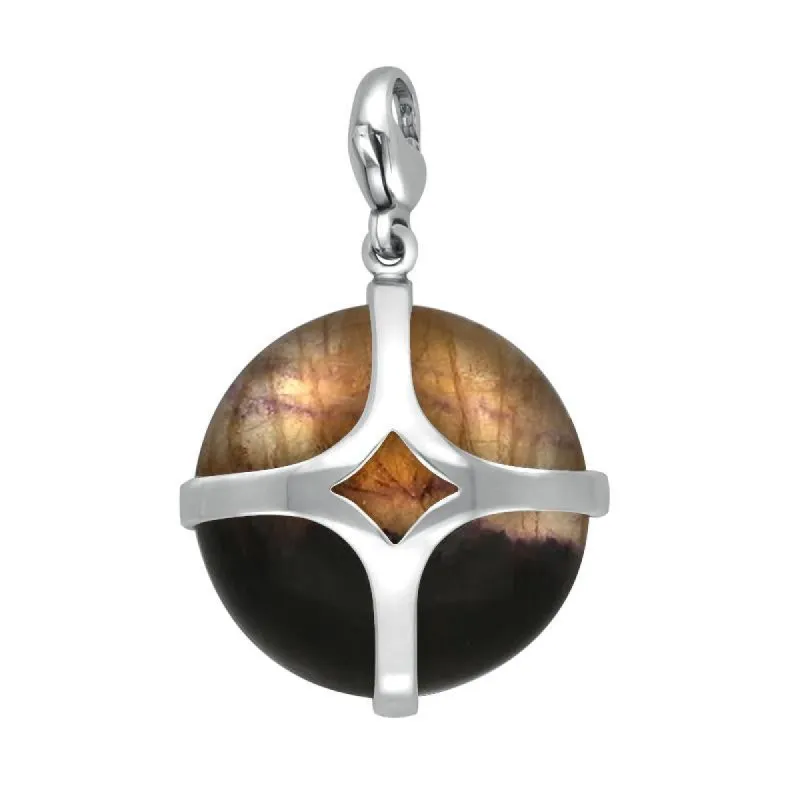 Sterling Blue John Jet Disc Open Cross Large Charm D sold by C.W. Sellors