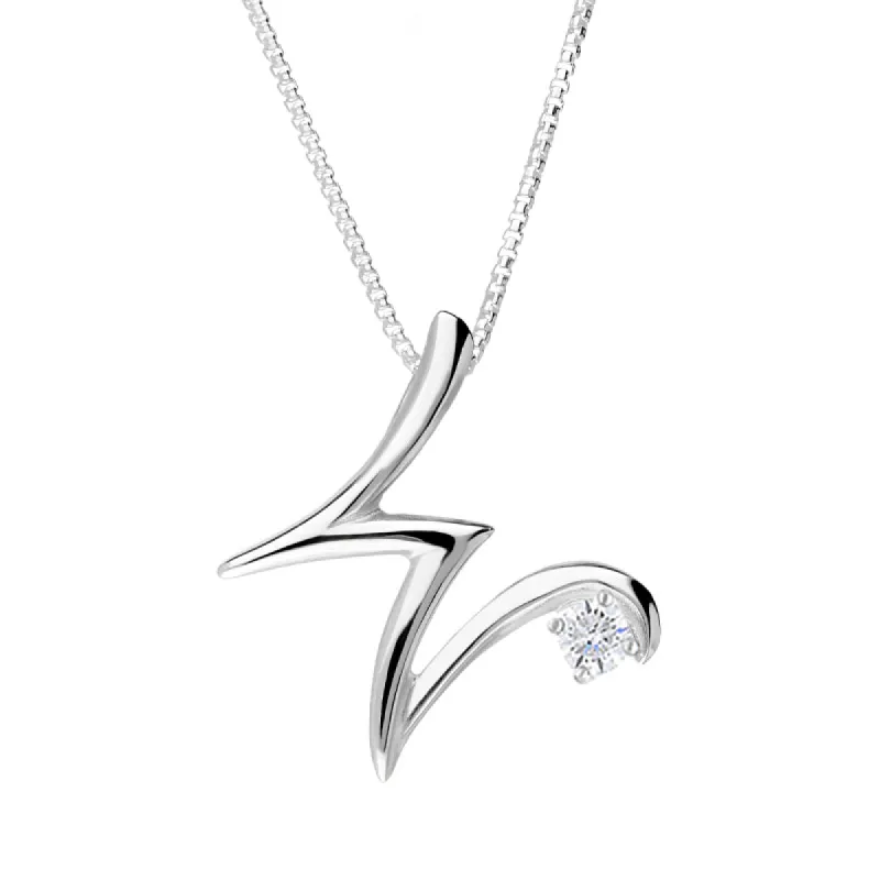 Love Letters 9ct White Gold 0.10ct Diamond Initial W Necklace sold by C.W. Sellors