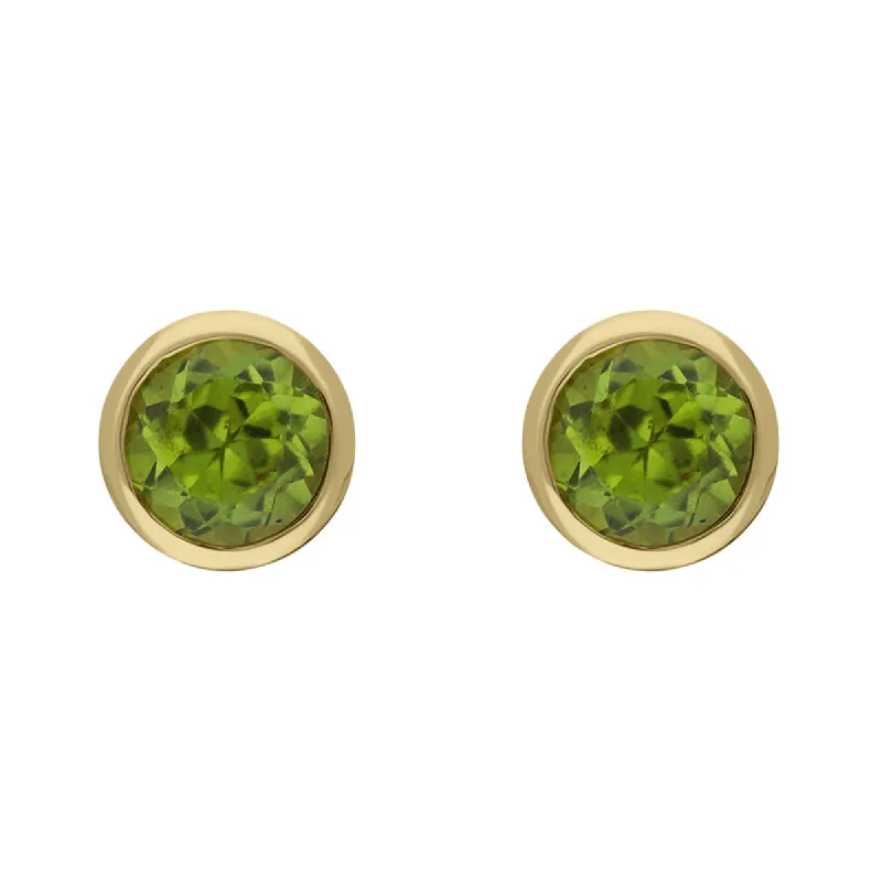 9ct Yellow Gold Sterling Silver Peridot Stepping Stones 5mm Round Stud Earrings sold by C.W. Sellors