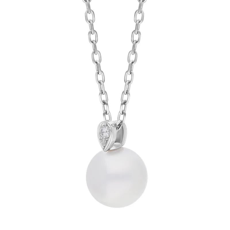 Mikimoto 18ct White Gold 7.75mm White Akoya Pearl Diamond Pendant sold by C.W. Sellors product image thumbnail 2