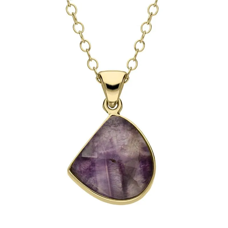 18ct Yellow Gold Blue John Faceted Half Oval Necklace sold by C.W. Sellors