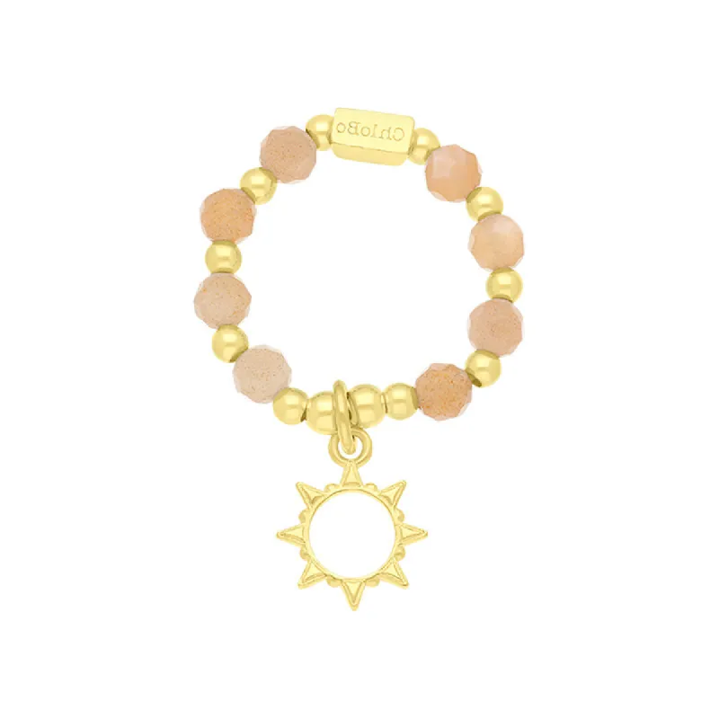 ChloBo Sterling Silver Gold Plated Sunrise Peach Moonstone Ring sold by C.W. Sellors