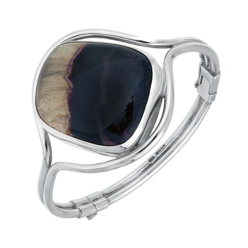 Sterling Silver Blue John Unique Style Hinged Bangle sold by C.W. Sellors