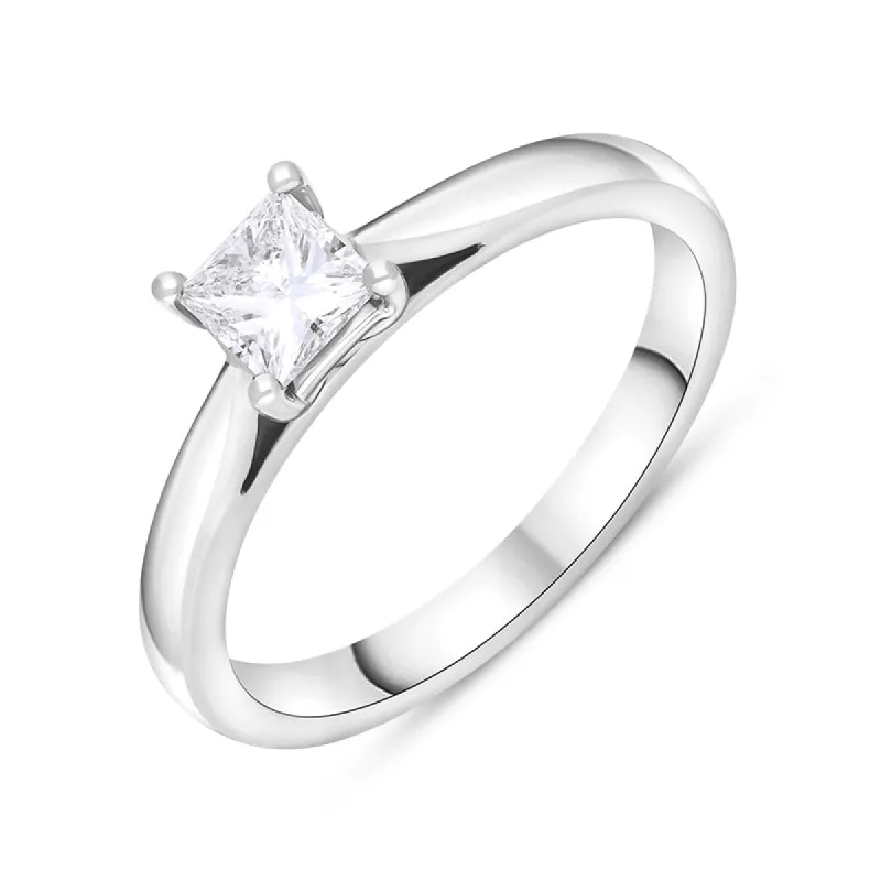Platinum 0.40ct Diamond GIA Certified Princess Cut Solitaire Ring sold by C.W. Sellors