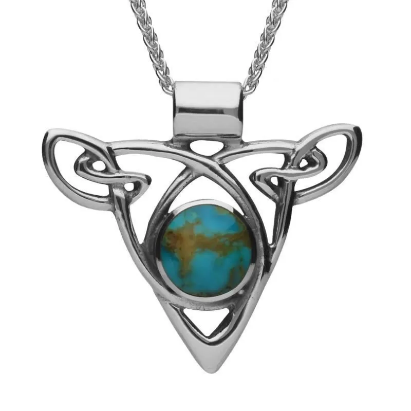Sterling Silver Turquoise Triangle Knot Celtic Necklace sold by C.W. Sellors