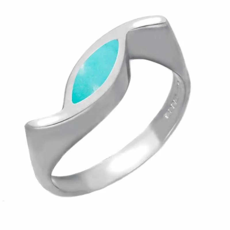 Sterling Silver Turquoise Toscana Overlapping Marquise Ring sold by C.W. Sellors
