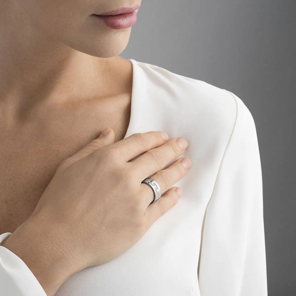 Georg Jensen Fusion 18ct White Gold Diamond End Ring sold by C.W. Sellors product image thumbnail 2