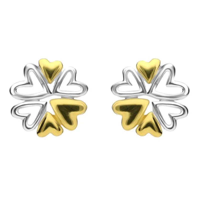 Yellow Gold Sterling Silver Plated Heart Snowflake Stud Earrings D sold by C.W. Sellors