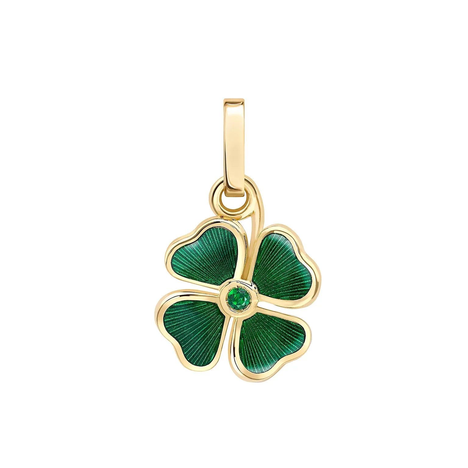 Faberge Heritage 18ct Yellow Gold Emerald Green Enamel Clover Charm sold by C.W. Sellors