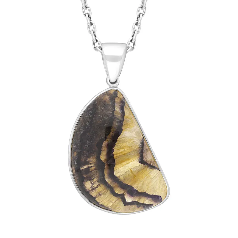 Sterling Silver Blue John Abstract Oval Necklace D sold by C.W. Sellors