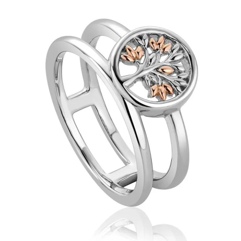 Clogau Tree of Life Sterling Silver 9ct Rose Gold Vine Circle Ring D sold by C.W. Sellors