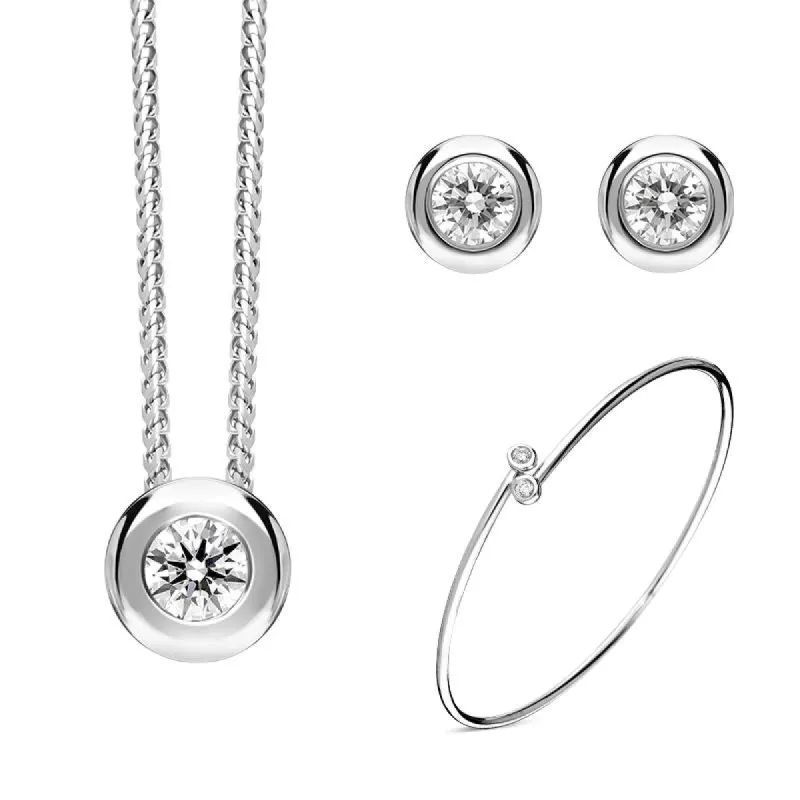 18ct White Gold Diamond Three Piece Gift Set D sold by C.W. Sellors